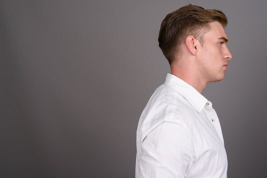 Medium fade with textured top at Allan’s salon