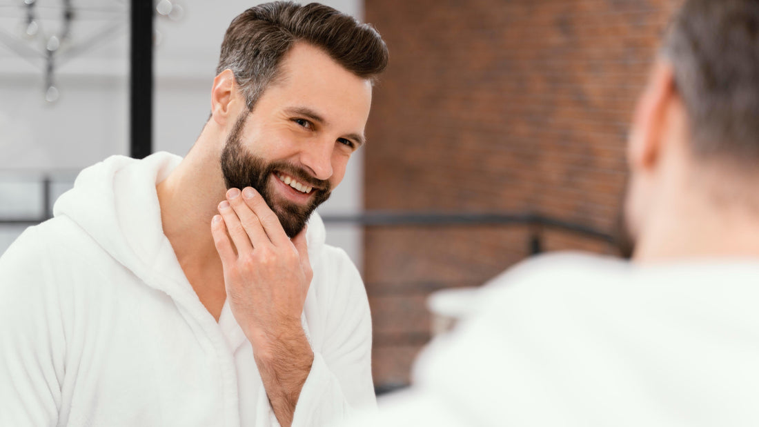 Happy client with freshly groomed beard